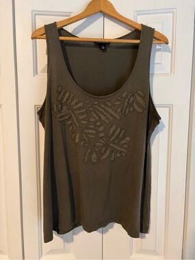 Banana Republic Olive Cutout Scoop Neck Tank